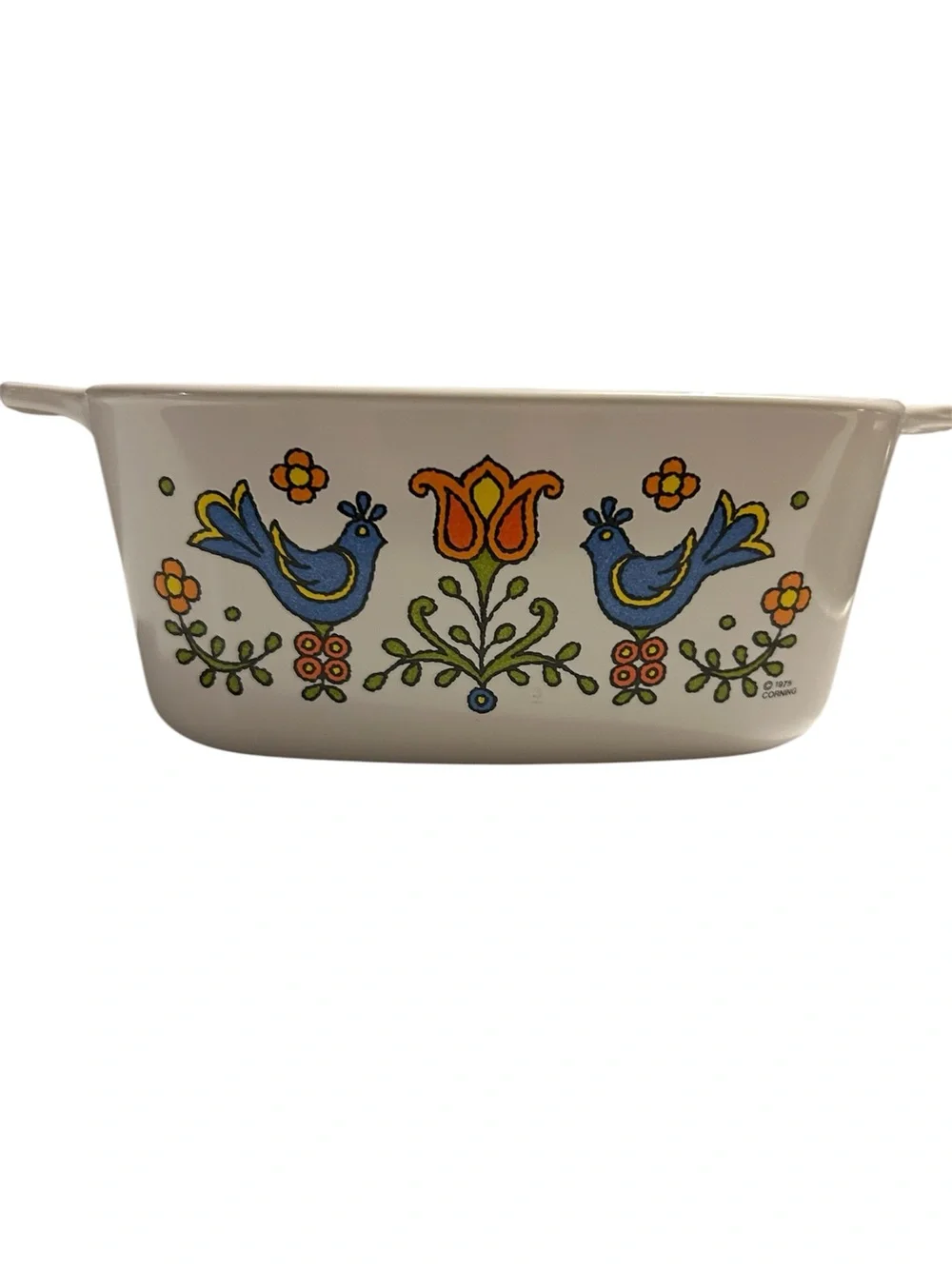 Corningware vintage casserole dish with Pyrex lid “country festivals/Friendship